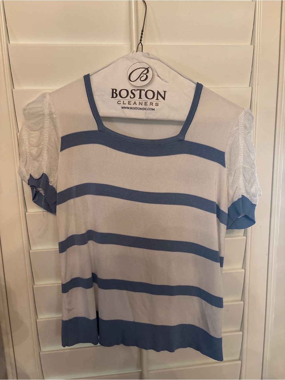 Ralph Lauren White Tee with Light Blue Stripes